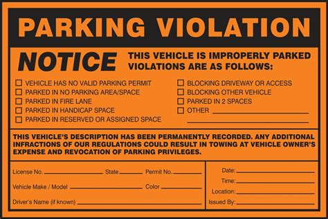 Parking violation notice .